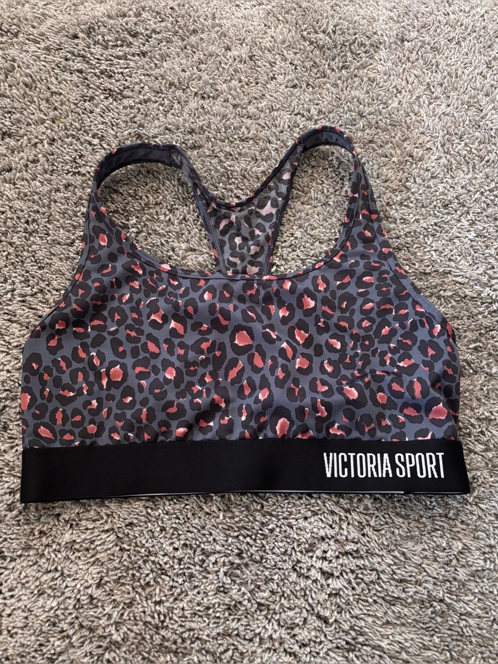 Victoria Sport Leopard Print Racerback Sports Bra Athleisure Womens Size L
